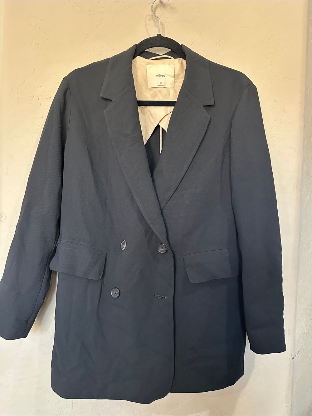 Wilfred Double-Breasted Navy Blazer Jacket
